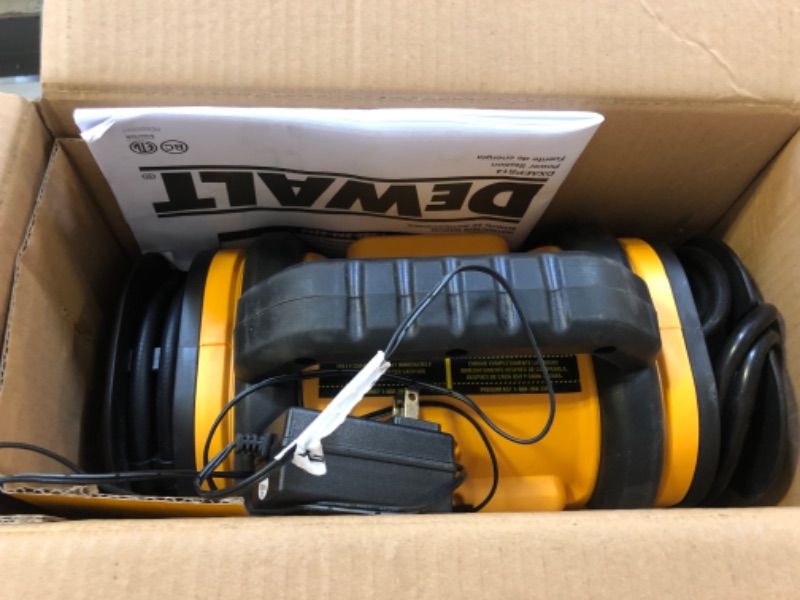 Photo 2 of DEWALT DXAEPS14 1600 Peak Battery Amp 12V Automotive Jump Starter/Power Station with 500 Watt AC Power Inverter, 120 PSI Digital Compressor, and USB Power , Yellow