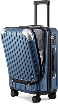 Photo 1 of LEVEL8 Grace Carry On Luggage, 20” Hardside Suitcase, ABS+PC Harshell Spinner Luggage with TSA Lock, Spinner Wheels - Blue, 20-Inch Carry-On
