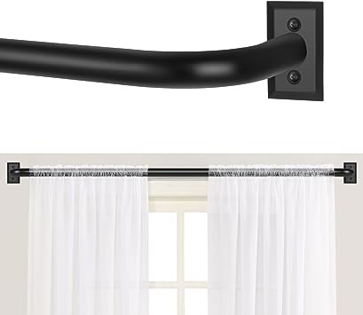 Photo 1 of 2 Pack Blackout Wrap Around Curtain Rods for Window 28 to 48 Inch(2.3-4ft), Matte Black Curtain Rods Room Darkening Curtain Rod 1 inch Diameter Single Drapery Rod of Window Treatment, Matte Black Matte Black 28-48''|2 Pack