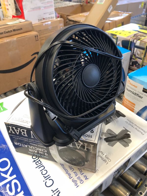 Photo 3 of 9 in. 3 Speed Personal High Velocity Table Fan in Black
