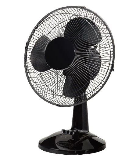 Photo 1 of 12 in. 3 Speed Portable Desk Fan in Black
