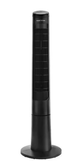 Photo 1 of 40 in. 3 Speed Remote Control Oscillating Tower Fan in Black
