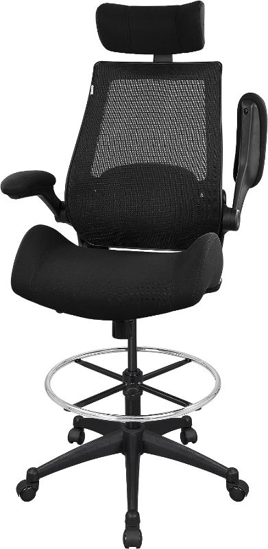 Photo 1 of BOLISS High Back Ergonomic Office Computer Drafting Desk Chair Height Adjustable arm Waist Support Function, with Adjustable Enlarged Foot Ring 400 lbs - Black
