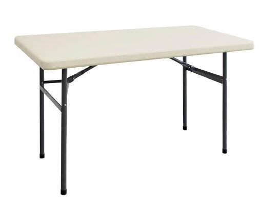 Photo 1 of 4 ft. Earth Tan Plastic Folding Banquet Table
