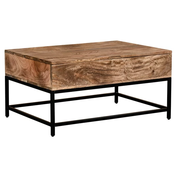 Photo 1 of Nspire 301-513NT 36 x 26 x 17.75 in. Ojas Lift-Top Coffee Table in Natural Burnt & Black
