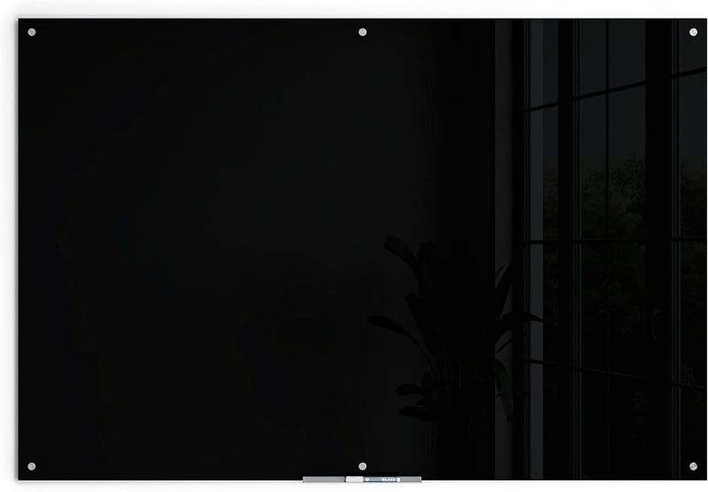 Photo 1 of Black Glass Dry Erase Board, 70 x 47 by U Brands