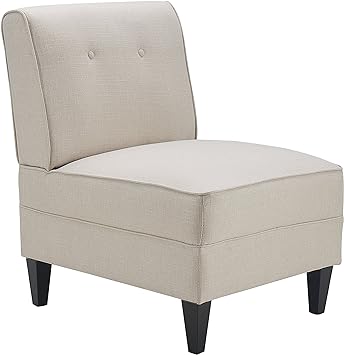 Photo 1 of Serta Copenhagen Armless Accent Cushioned Seat and Padded Back, Slipper Chair, Compact Profile, Sleek Lines, Button Tufting, Modern Cream