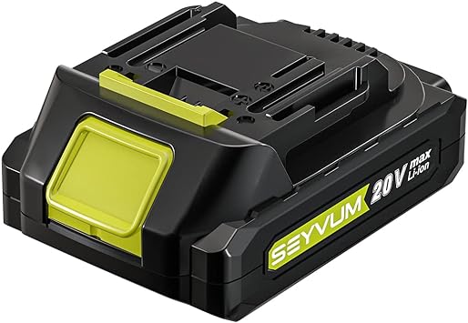 Photo 1 of SEYVUM 20V MAX 2.0 Ah Lithium-Ion Battery-Pack, Rechargeable Replacement Battery 20V Cordless Leaf Blower
