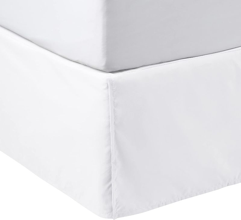 Photo 1 of Amazon Basics Lightweight Pleated Bed Skirt, Queen, Bright White
