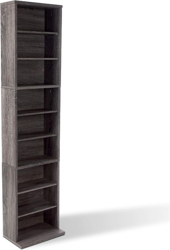 Photo 1 of Atlantic Herrin Media Storage Cabinet – Protects & Organizes Prized Music, Movie, Video Games or Memorabilia Collections, PN 74736264 in Textured Charcoal Gray
