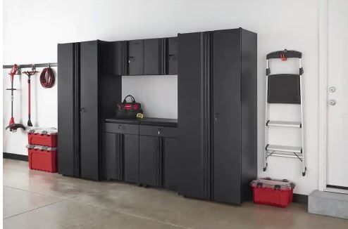 Photo 1 of 6-Piece Regular Duty Welded Steel Garage Storage System in Black (109 in. W x 75 in. H x 19 in. D)

