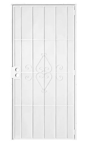 Photo 1 of 36 in. x 80 in. Su Casa White Surface Mount Outswing Steel Security Door with Expanded Metal Screen
