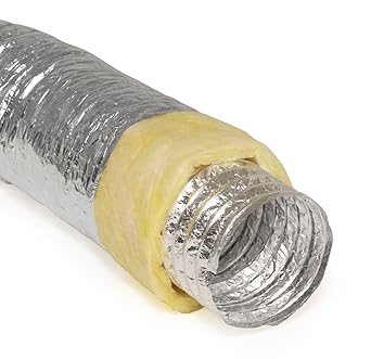 Photo 1 of 6" Inch Flexible Aluminum Ducting Hose Insulated R-4.2 Air Duct Pipe for for Heavy Duty HVAC & Exhaust Ductwork Insulation - 25' Feet Long 6 Inch - 25' Feet R-4.2 Yellow