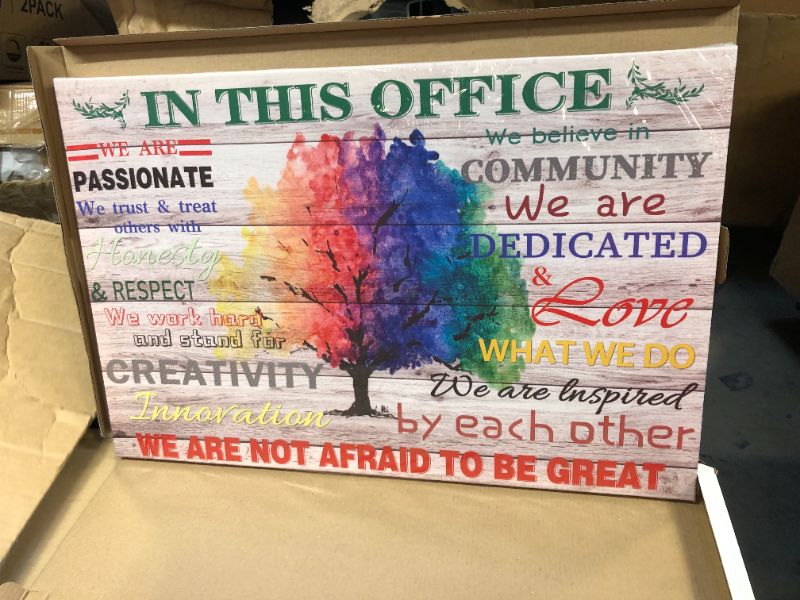 Photo 2 of WOWGOOMO Motivational Wall Decor Art In This Office Watercolor Tree Painting Wonderful Canvas Painting Inspirational Quotes Wall Art for Home Office Decoration 16"x24" 16"x24" framed MC15-in this office