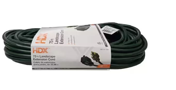 Photo 1 of 75 ft. 16/3 Green Outdoor Extension Cord (1-Pack)
