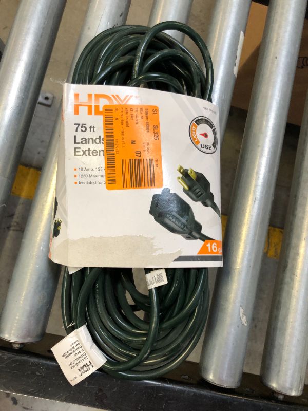 Photo 1 of 75 ft. 16/3 Green Outdoor Extension Cord (1-Pack)
