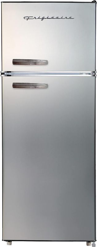 Photo 1 of Frigidaire EFR753-PLATINUM EFR753, 2 Door Apartment Size Refrigerator with Freezer, Retro Chrome Handle, cu ft, Platinum Series, Stainless Steel, 7.5, Silver
