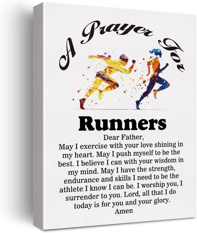 Photo 1 of 2---LEXSIVO a Runner's Prayer Canvas Home Wall Art Decor Runners Gift Painting 12x15 Running Professionals Poster Framed Ready to Hang