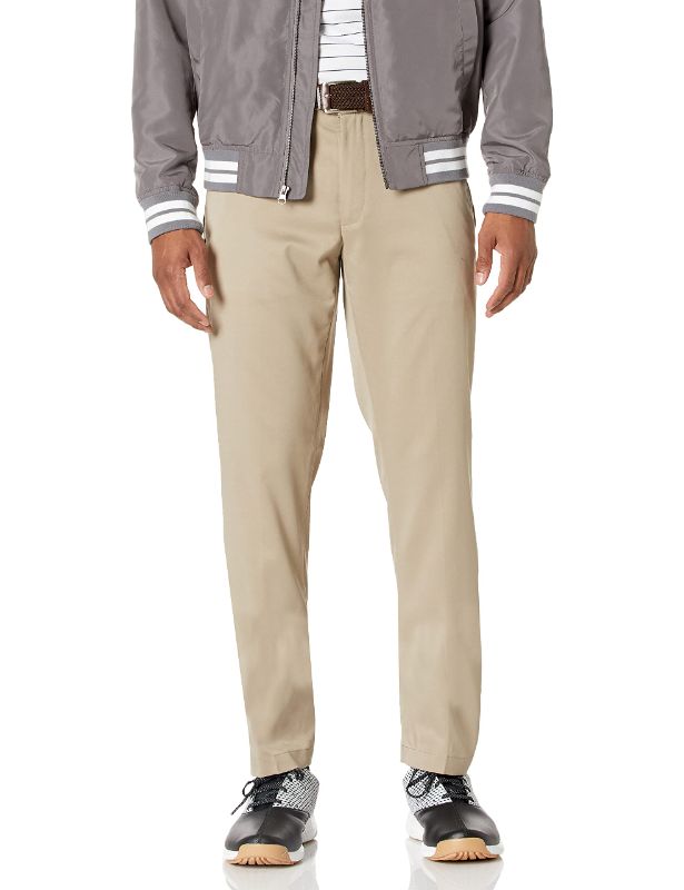 Photo 1 of Amazon Essentials Men's Slim-Fit Stretch Golf Pant Polyester Blend Khaki Brown 28W x 28L