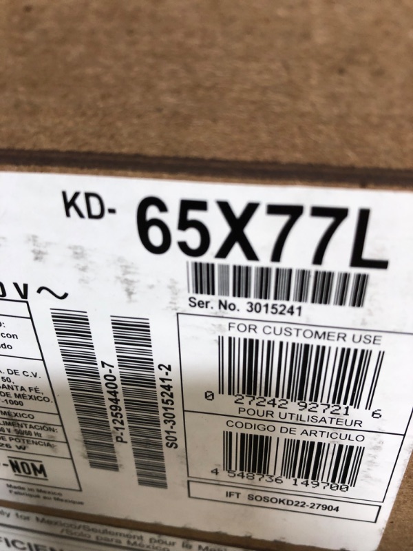Photo 1 of Sony 65 Inch 4K Ultra HD TV X77L Series: LED Smart Google TV KD65X77L- 2023 Model, Black