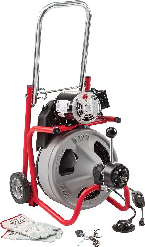 Photo 1 of RIDGID K-400 Drain Cleaning 115-Volt Drum Machine Kit with AUTOFEED Control and C-32IW 3/8" x 75' Cable 