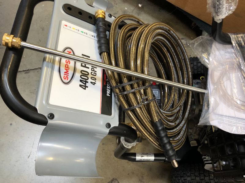 Photo 9 of SIMPSON Cleaning PS60843 PowerShot 4400 PSI Gas Pressure Washer, 4.0 GPM, 3/8-inch x 50-foot Monster Hose & 41032 Monster Series 4500 PSI Pressure Washer Hose, 3/8 Inch by 150 Feet, 150-Foot, Gold Washer + Washer Hose, Gold