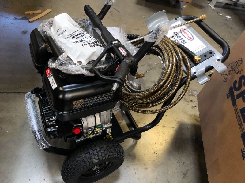 Photo 2 of SIMPSON Cleaning PS60843 PowerShot 4400 PSI Gas Pressure Washer, 4.0 GPM, 3/8-inch x 50-foot Monster Hose & 41032 Monster Series 4500 PSI Pressure Washer Hose, 3/8 Inch by 150 Feet, 150-Foot, Gold Washer + Washer Hose, Gold