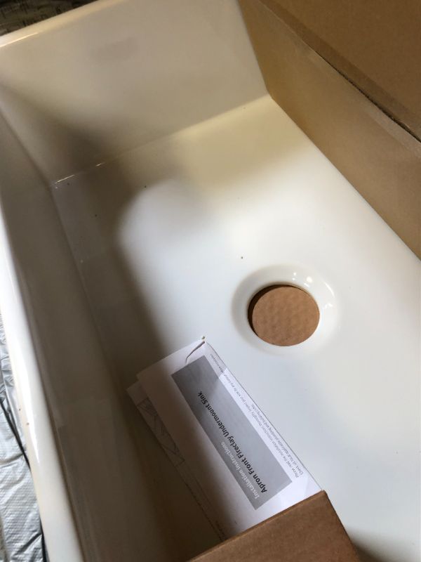 Photo 3 of Houzer Kitchen Sink Upgrade Bundle - Platus Fireclay Series 30" Farmhouse Apron Front Sink with Sink Basket Strainer and Stainless Steel Sink Bottom Grid - PTS-4100 WH-C Fireclay Sink Bundle White