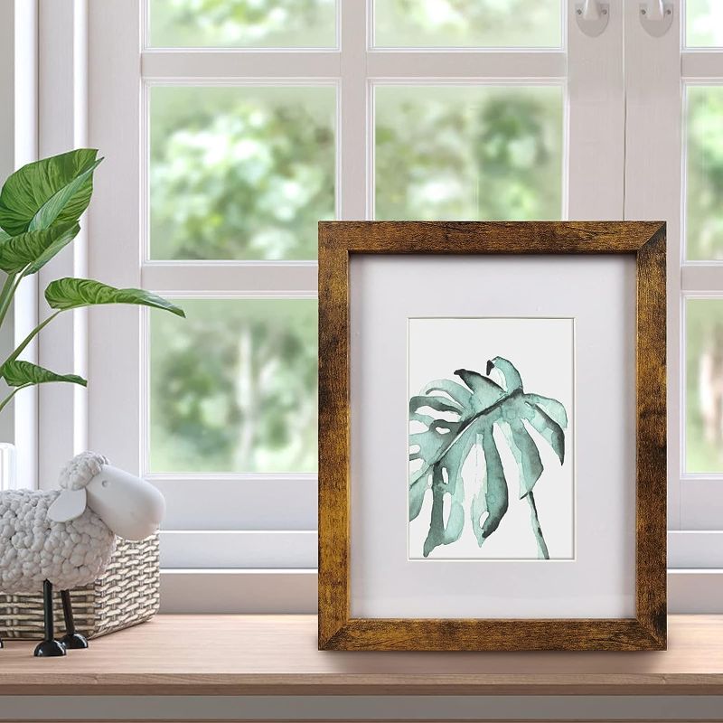 Photo 1 of 2 PACK - 8x10 Picture Frame Brown Set of 2, Display Pictures 5x7 With mat or 8x10 Without Mat Brown 8x10