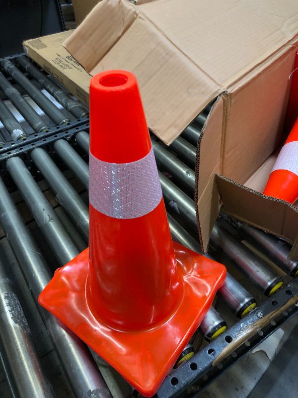 Photo 3 of [ 12 Pack ] 18" Traffic Cones Plastic Road Cone PVC Safety Road Parking Cones Construction Cones Weighted Hazard Cones Orange Safety Cones Field Marker Cones Parking Barrier Traffic Cones (12)