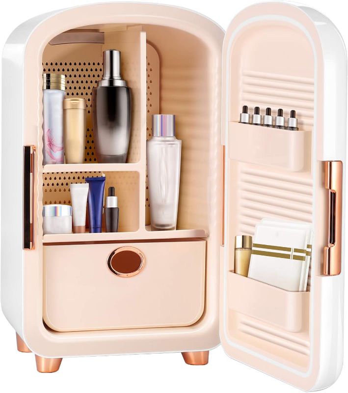 Photo 1 of TOPQSC Cosmetics special mini refrigerator ZM-12L White, removable drawers, detachable shelves and shelves, can store and organize a variety of skin care...
