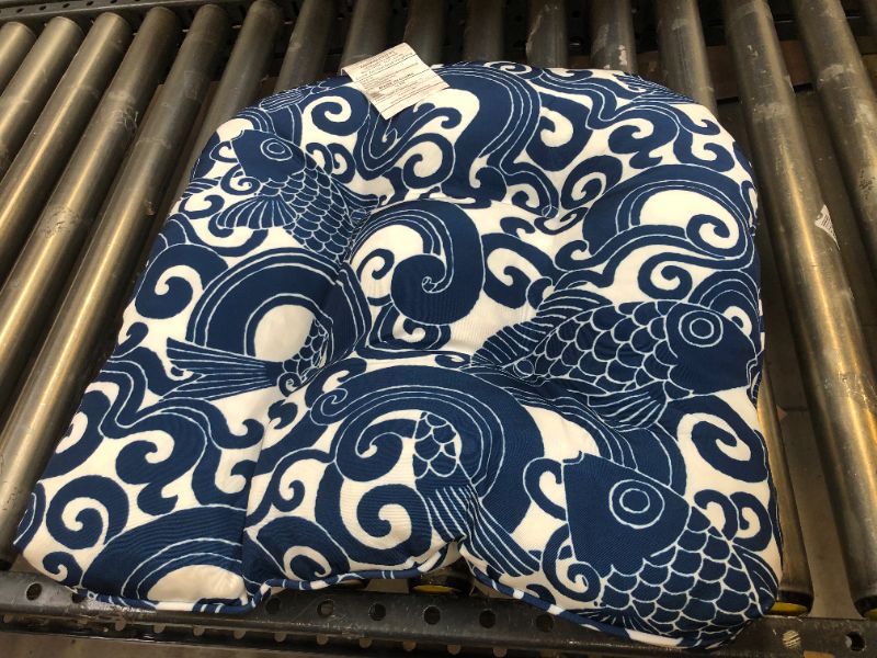 Photo 1 of 19X19 BLUE AND WHITE SEAT CUSHION 