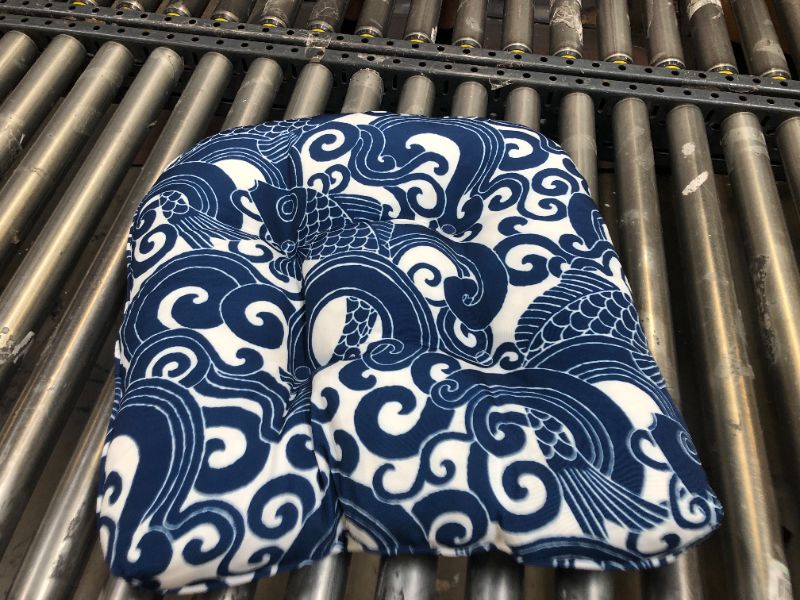 Photo 1 of 19X19 BLUE AND WHITE SEAT CUSHION 