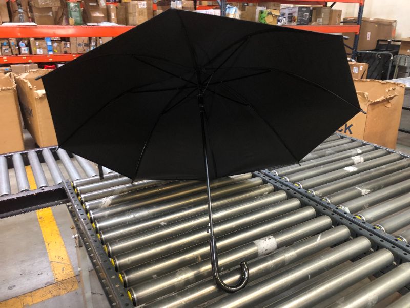 Photo 2 of BLACK Stick Umbrella Large Canopy Windproof Transparent Stick Umbrellas - Auto Open J Hook Handle