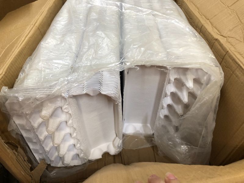 Photo 1 of 200 Pieces White Cardboard Egg Cartons Blank Paper Pulp Egg Cartons Light Egg Cartons Container Empty Egg Tray for Farm Market Family Kitchen Storing Eggs (2 x 6 Style) Straight Edge
