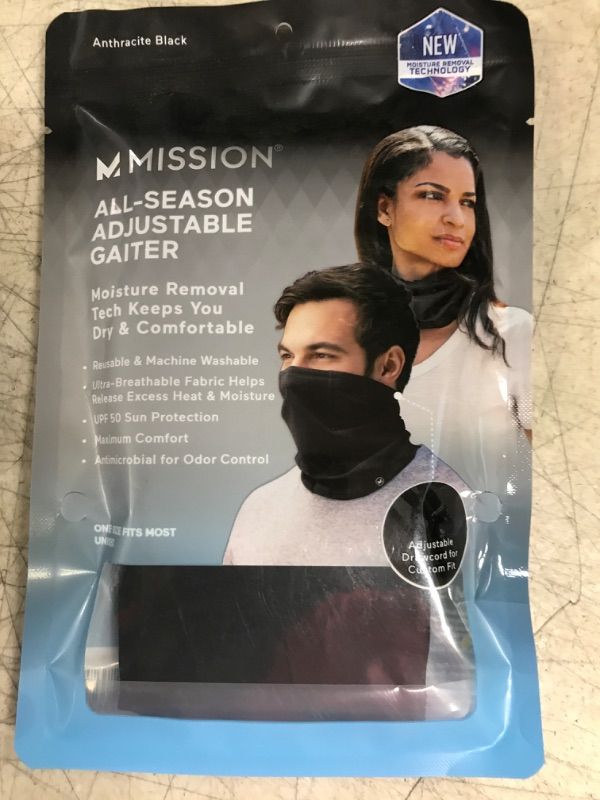 Photo 2 of MISSION All Season Cooling Neck Gaiter Ski Mask For Men And Women, UPF 50 Anthracite Black