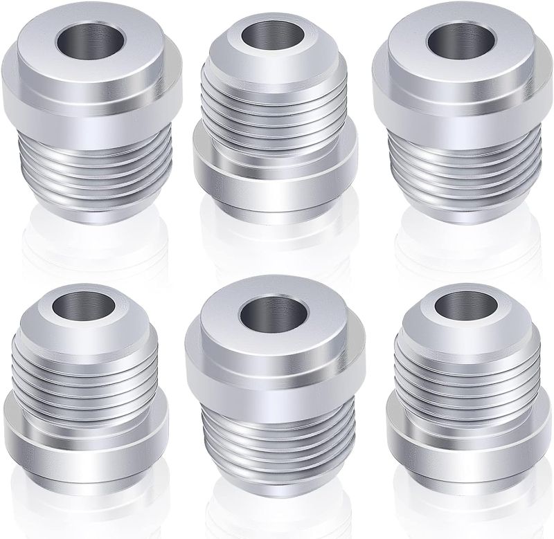 Photo 1 of 6 Pack10AN Weld-On Bung Aluminum Male Hose End Nipple Weldable JIC 10 AN 7/8-14 Flare Thread Fuel Oil Adapter Fitting Hex Head (10AN-Aluminum)
