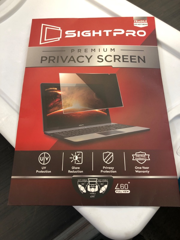Photo 1 of SightPro 15.6 Inch 16:9 Laptop Privacy Screen Filter - Computer Monitor Privacy Shield and Anti-Glare Protector
