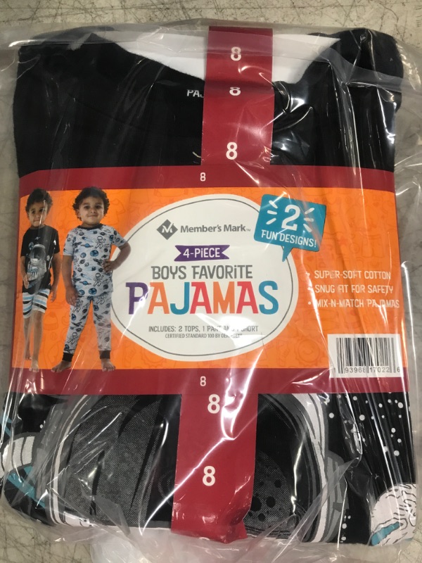 Photo 2 of Boys 4pc Pajamas, Space, 8
