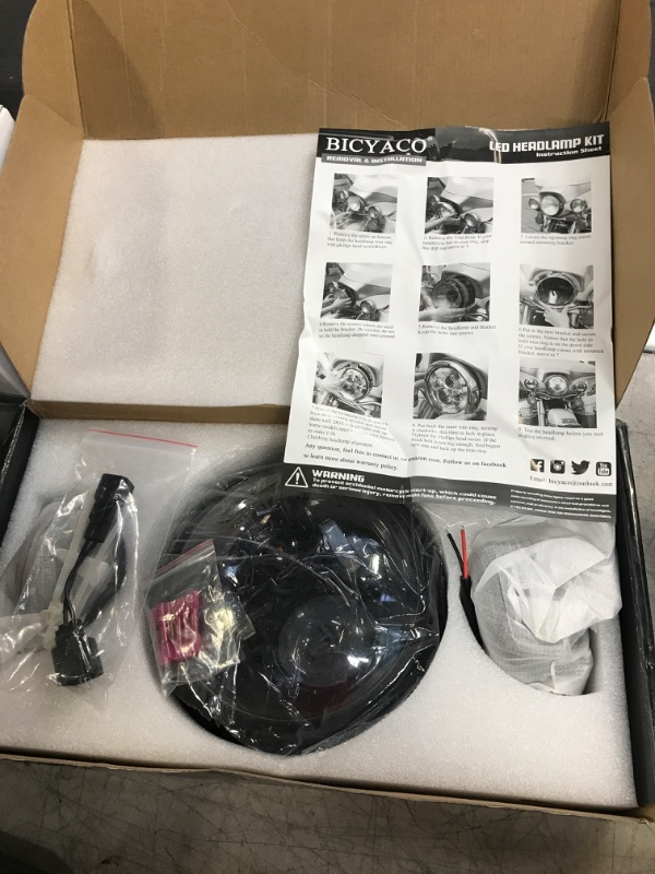 Photo 2 of 7 Inch LED Motorcycle Headlight with 4.5 Inch Fog Lights Passing Lamps DOT SAE Approved, Compatible with Harley Davidson Classic Electra Street Glide Fat Boy Road King Heritage Softail Black