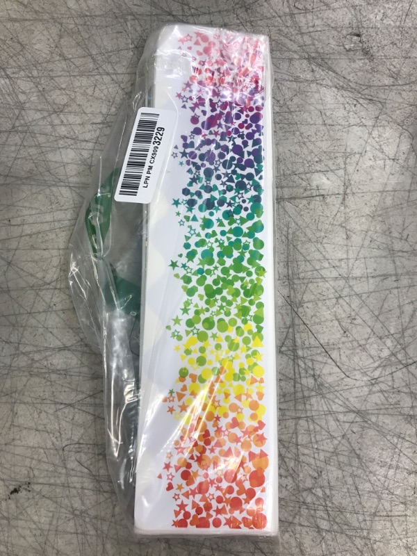 Photo 2 of 100 Ft Bulletin Board Borders, Removable Border Trim 5 Designs 100 Pcs Rainbow Themed Decoration Border Bulletin Board Stickers for School, Classroom & Offices Party Can be reused. 5 Bulletin Board