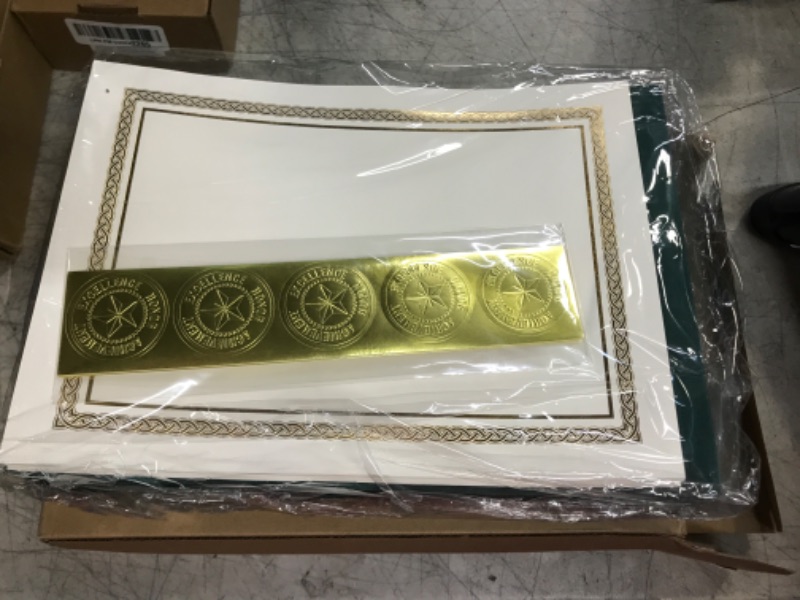 Photo 2 of 150 Pcs Certificate Kit Include 50 Pcs Certificate Holders Diploma Covers 50 Pcs Certificate Paper with Gold Foil Border and 50 Pcs Embossed Certificate Seal for Graduation, Achievement (Green)