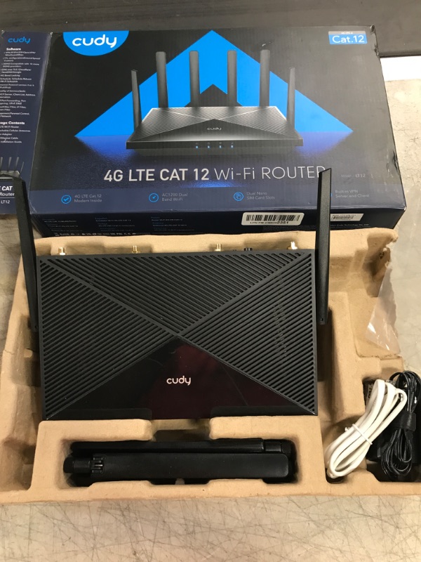 Photo 2 of Cudy 4G LTE Cat 12 WiFi Router, LTE Modem Router, Qualcomm Chipset, Dual SIM 4G Cellular Router, AC1200 Dual Band WiFi, 4 Gigabit Ports, OpenVPN, WireGuard, Band Lock, TTL, at Command