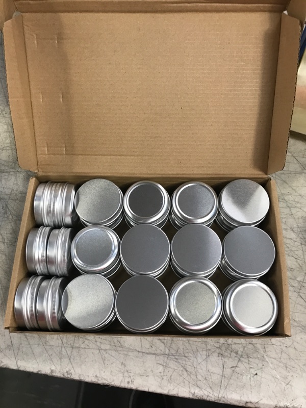 Photo 2 of 30 Pack Tin Cans Screw Top Round Metal Lip Balm Tins Containers with Lids (1oz)