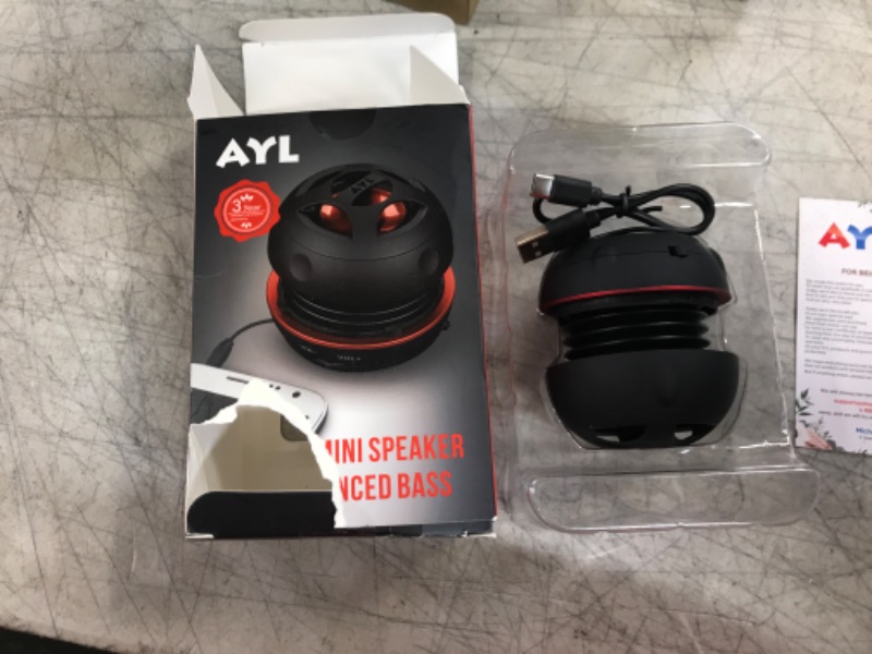 Photo 2 of AYL Mini Speaker System, Portable Plug in Speaker with 3.5mm Aux Audio Input, External Speaker for Laptop Computer, MP3 Player, iPhone, iPad, Cell Phone (Black)