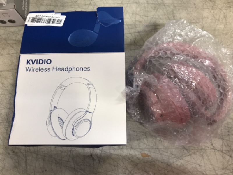 Photo 2 of KVIDIO [Updated Bluetooth Headphones Over Ear, 65 Hours Playtime Wireless Headphones with Microphone,Foldable Lightweight Headset with Deep Bass,HiFi Stereo Sound for Travel Work Laptop PC Cellphone Pink