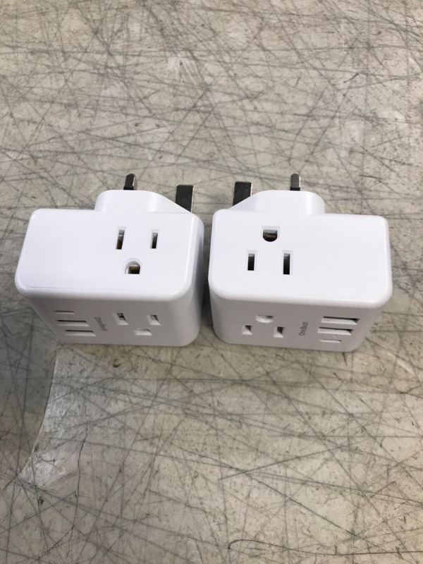 Photo 1 of US to UK Ireland Travel Plug Adapter, Type G Power Plug Adapter with 3 Outlets 3 USB Ports(1USB C), European Travel Plug Adapter for USA to England London Scotland British Qatar Irish HongKong, 2 Pack