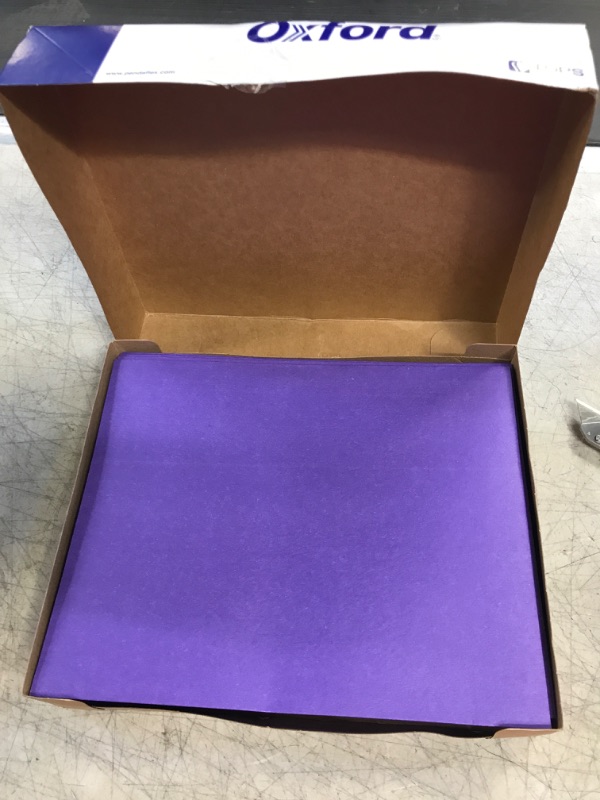 Photo 2 of Oxford Twin-Pocket Folder, Embossed Leather Grain Paper, Purple, 25-box