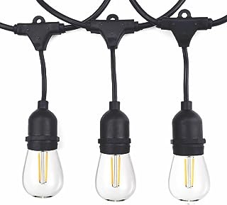 Photo 1 of 48 FT LED Outdoor\Indoor Waterproof String Lights, 15 Sockets, 16 S14 LED Edison Bulbs, Black
