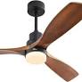 Photo 1 of 52 in LED Ceiling Fan with Light, Remote Control, Reverse Airflow DC Motor, 3 Wood Blades, Black
